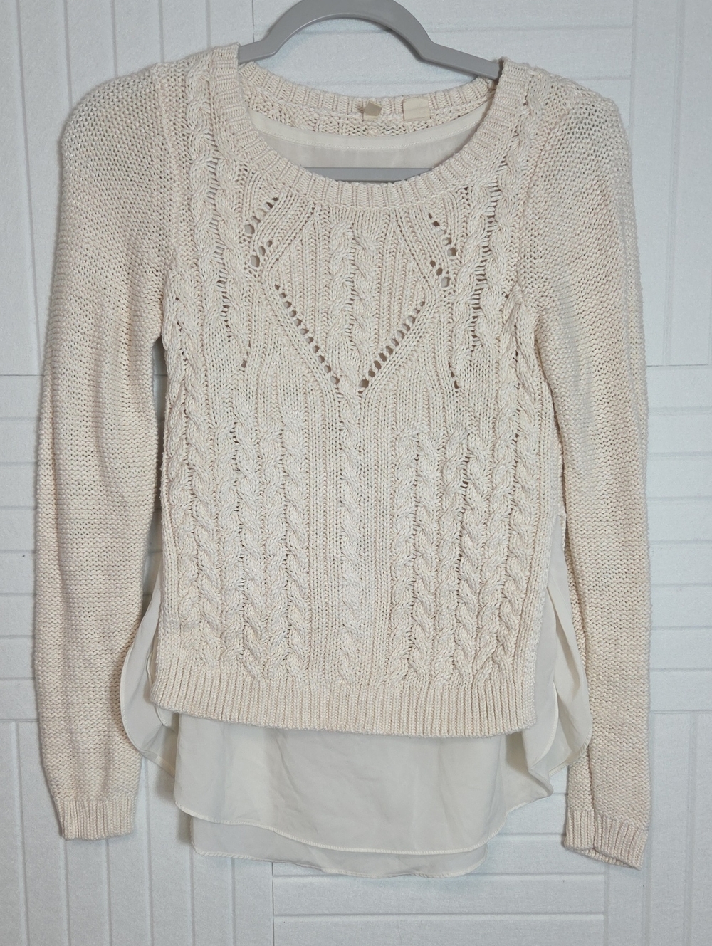 Moth Ivory Sweater With Sewn-in Blouse Layer Size XS